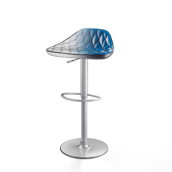 Blue Bar Stool 3D Renders